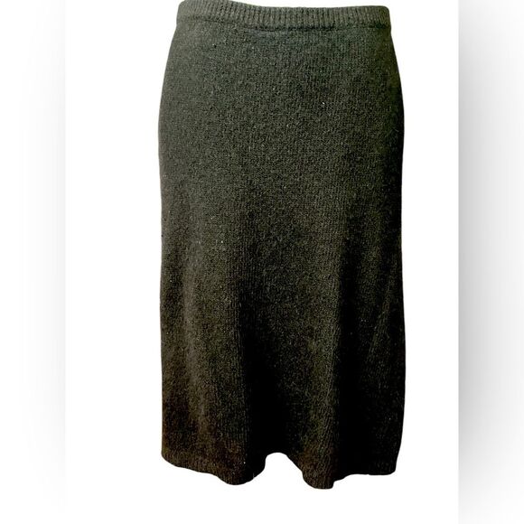 Vintage Black Silk and Angora Knit Skirt Size Medium Sweater Pencil Skirt - Picture 1 of 4